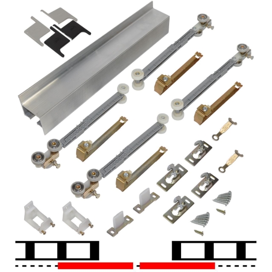 Picture of 2610S482 2610SC 2-Door Soft Operation Hardware Set, 192" (4877mm) Mill Finish Track
