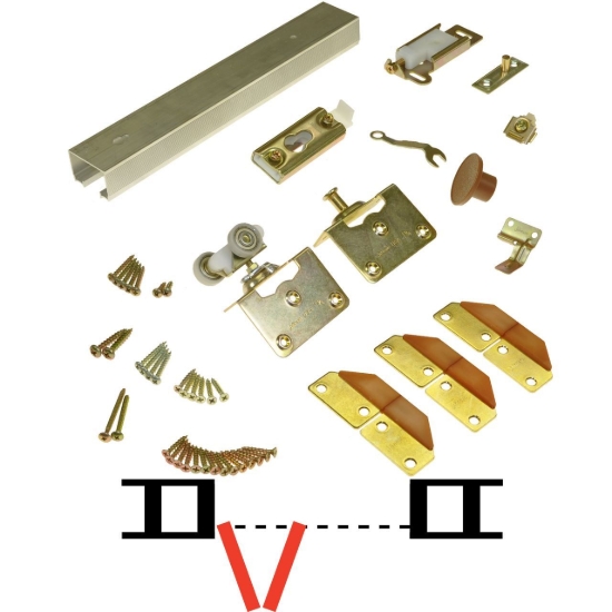 Picture of 100FS 2-Panel Side Mount Hardware Set, 1-3/8" [35mm] Door, 36" 3/0 [914mm] Track Length