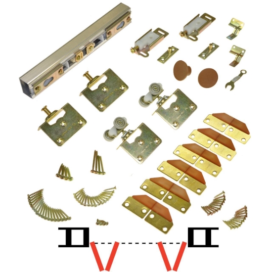 Picture of 100FS 4-Panel Side Mount Hardware Set, 1-1/8" [29mm] Door, 48" 4/0 [1219mm] Track Length