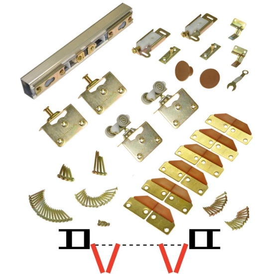 Picture of 100FS 4-Panel Side Mount Hardware Set, 1-3/8" [35mm] Door, 60" 5/0 [1524mm] Track Length