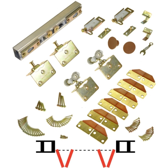Picture of 100FS 4-Panel Side Mount Hardware Set, 1-3/4" [44mm] Door, 96" 8/0 [2438mm] Track Length