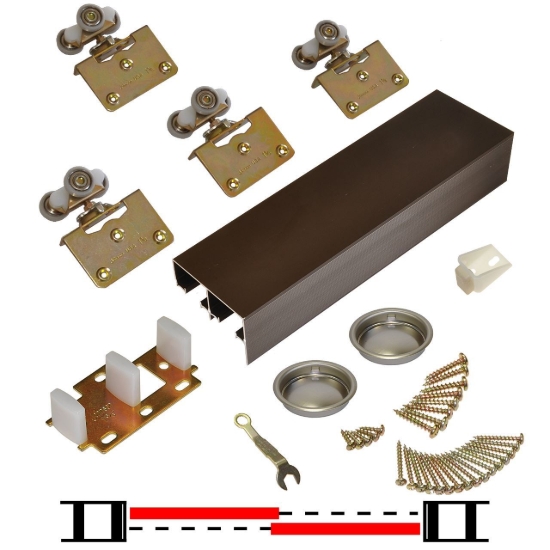 Picture of 138S602B 138F 2-Door Side Mount Ball Bearing Hardware Set, 60" 5/0 [1524mm] Bronze Track Length