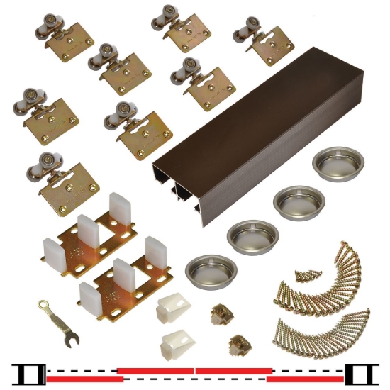 Picture of 138S964B 138F 4-Door Side Mount Ball Bearing Hardware Set, 96" 8/0 [2438mm] Bronze Track Length