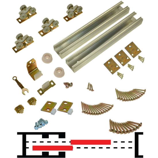 Picture of 10BP0962 100BP 32" (1-3/4") x 2-Door Bypass Pocket Door Hardware Set