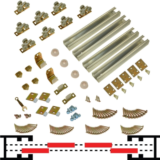 Picture of 10BC0963 100BC 32" (2-1/4") x 4-Door Bypass Pocket Door Hardware Set