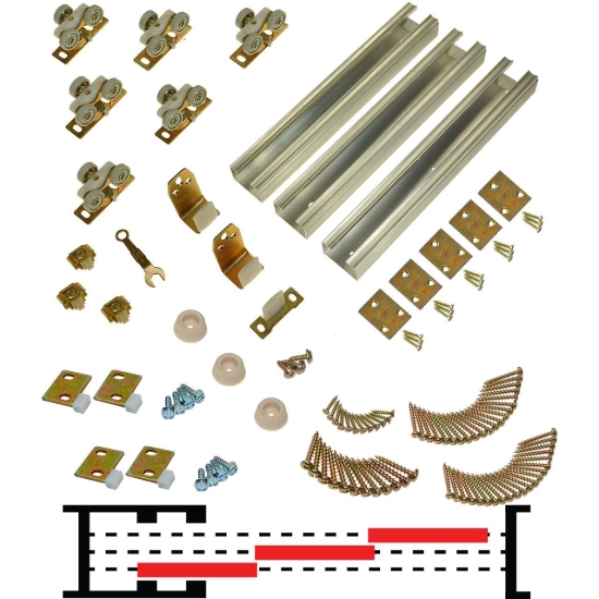 Picture of 10MP1441 100MP 36" (1-3/8") x 3-Door Tri-Pass Pocket Door Hardware Set