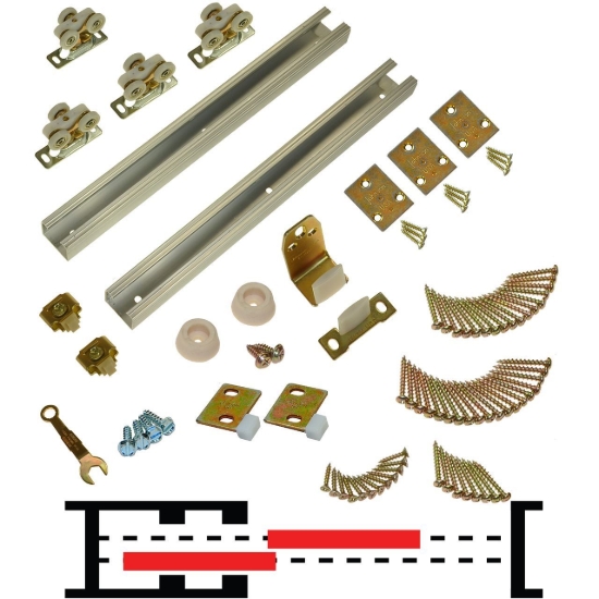 Picture of 11BP0961 111BP 32" (1-3/8") x 2-Door Bypass Pocket Door Hardware Set