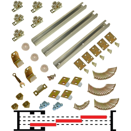 Picture of 11MP0963 111MP 24" (2-1/4") x 3-Door Tri-Pass Pocket Door Hardware Set