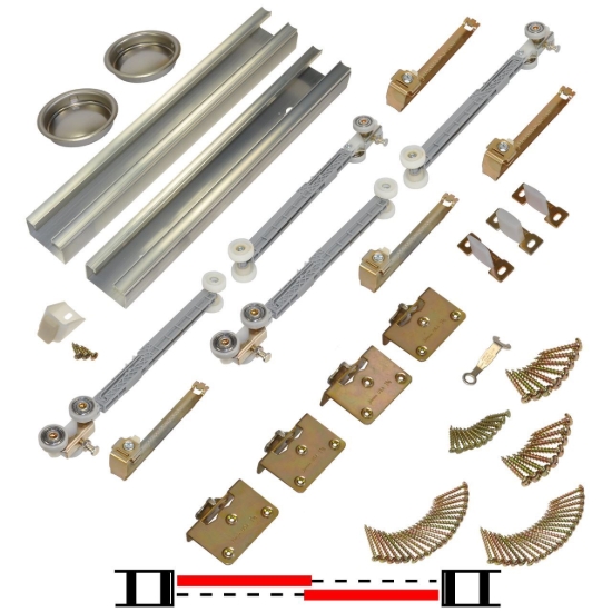 Picture of 10S48238 100SMSC 2-Door Soft Operating Side Mount Sliding Bypass Hardware Set, 1-3/8" [35mm] Door, 48" 4/0 [1219mm] x 2 Track Length