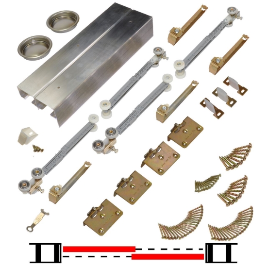Picture of 134SS602 134FSSC 2-Door Side Mount Soft Operating Hardware Set, 60" 5/0 [1524mm] Track Length