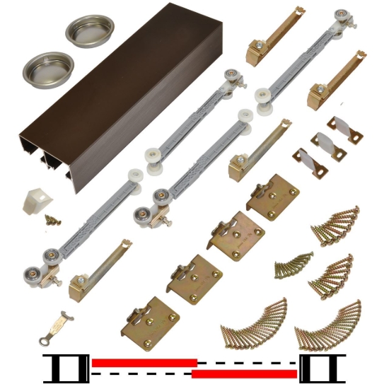 Picture of 13860SSB 138FSMSC 2-Door Side Mount Soft Operating Hardware Set, 60" 5/0 [1524mm] Bronze Track Length