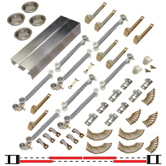 Picture of 138F964S 138FSC 4-Door Soft Operating Hardware Set, 96" 8/0 [2438mm] Track Length