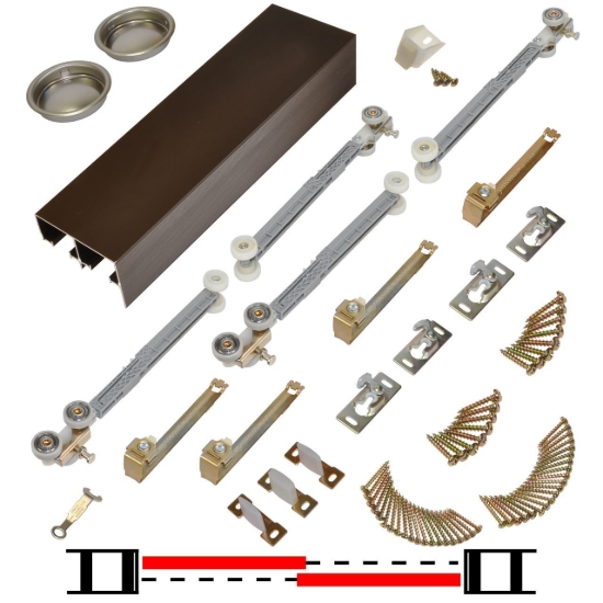 Picture of 138722SB 138FSC 2-Door Soft Operating Hardware Set, 72" 6/0 [1829mm] Bronze Track Length
