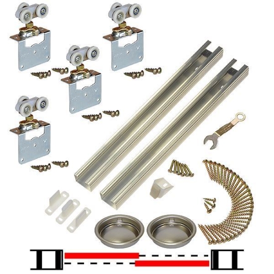 Picture of 11S60238 111SM 2-Door Side Mount Hardware Set, 1-3/8" (35mm) Door, 60" 5/0 [1524mm] x 2 Track Length