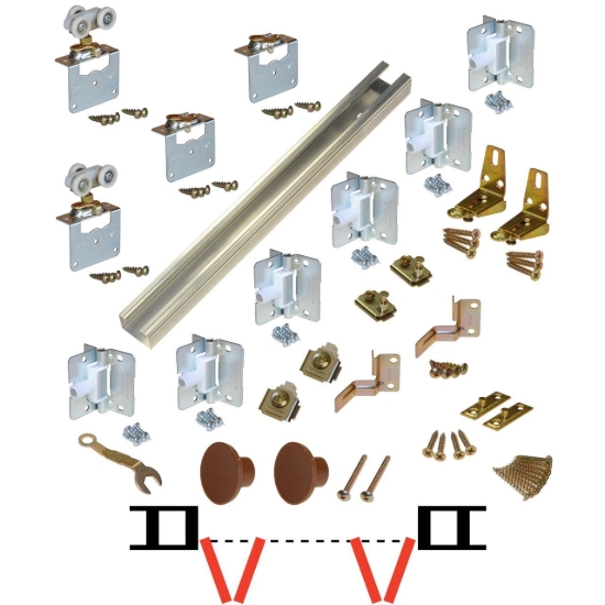 Picture of 11134724 111FS 4-Panel Side Mount Hardware Set, 3/4" [19mm] Door, 72" 6/0 [1829mm] Track Length