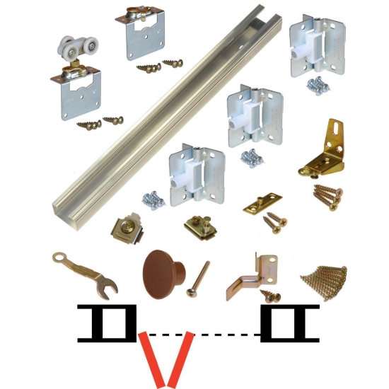 Picture of 11134362 111FS 2-Panel Side Mount Hardware Set, 3/4" [19mm] Door, 36" 3/0 [914mm] Track Length