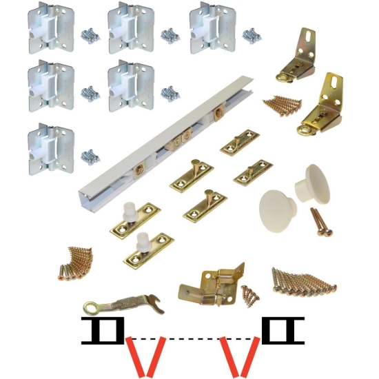 Picture of 170W606H 1700 4-Panel Hardware Set, 60" 5/0 [1524mm] White Steel Track Length