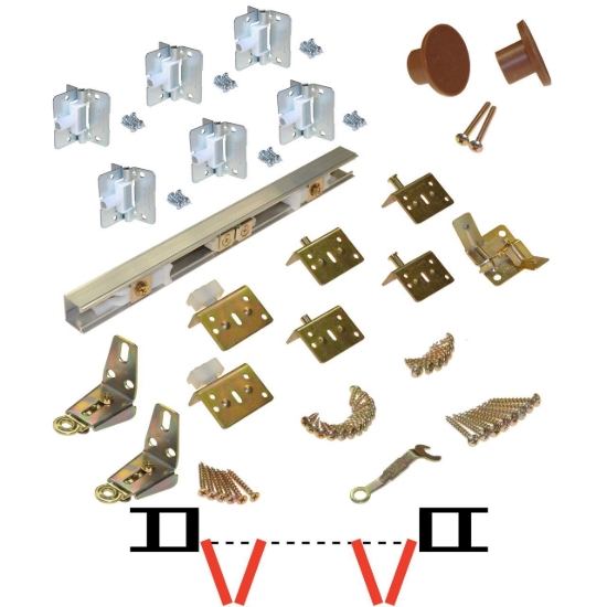Picture of 1734486H 1700FS 4-Panel Side Mount Hardware Set, 3/4" [19mm] Door, 48" 4/0 [1219mm] Track Length