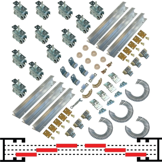 Picture of 20MC1923 200MP 6 - 48" x 2-1/4" Tri-Pass Pocket Door Hardware Set