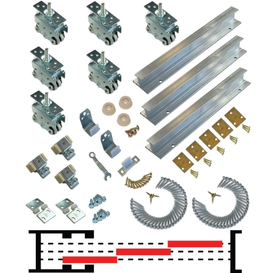 Picture of 20MP0963 200MP 3 - 24" x 2-1/4" Tri-Pass Pocket Door Hardware Set