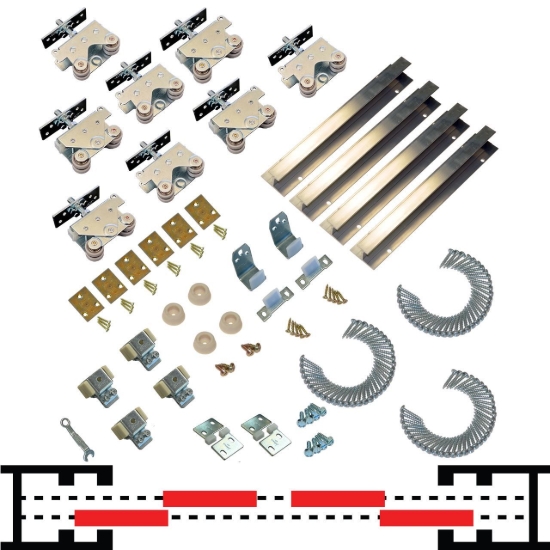 Picture of 20BC1442 200BP 48" x 4-Door Bypass Pocket Door Hardware Set, 1-3/4" Door