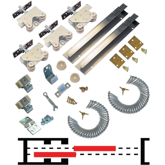 Picture of 20BP0722 200BP 24" x 2-Door Bypass Pocket Door Hardware Set, 1-3/4" Door