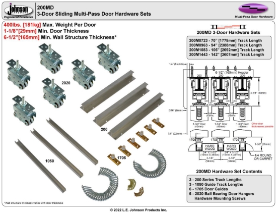 Picture of 200M1443 200MD 3 DOOR 142" SET