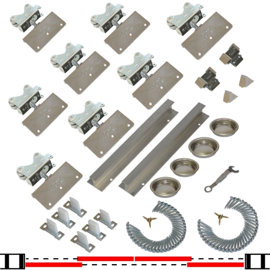 Picture of 20192434 200SM 4-Door Side Mount Hardware Set, 1-3/4" [44mm] Door, 192" 16/0 [4877mm] x 2 Track Length