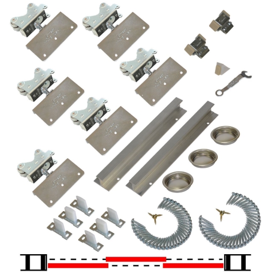 Picture of 20106334 200SM 3-Door Side Mount Hardware Set, 1-3/4" [44mm] Door, 106" 8/10 [2692mm] x 2 Track Length