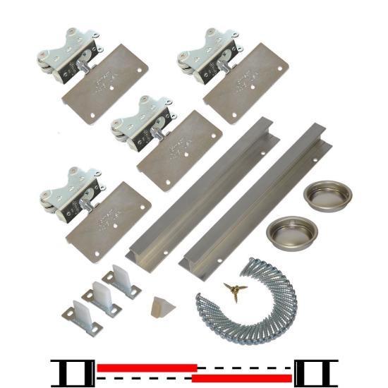 Picture of 20048224 200SM 2-Door Side Mount Hardware Set, 2-1/4" [57mm] Door, 48" 4/0 [1219mm] x 2 Track Length