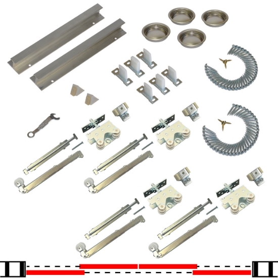 Picture of 200964DS 200SDSC 4-Door Soft Operating Hardware Set, 96" 8/0 [2438mm] x 2 Track Length
