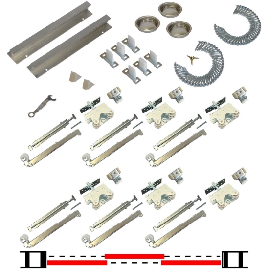 Picture of 2001443S 200SDSC 3-Door Soft Operating Hardware Set, 144" 12/0 [3658mm] x 2 Track Length