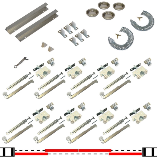 Picture of 2001924S 200SDSC 4-Door Soft Operating Hardware Set, 192" 16/0 [4877mm] x 2 Track Length