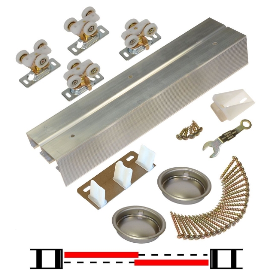 Picture of 118F602H 118F 2-Door Hardware Set, Ball Bearing Hanger, 60" 5/0 [1524mm] Track Length
