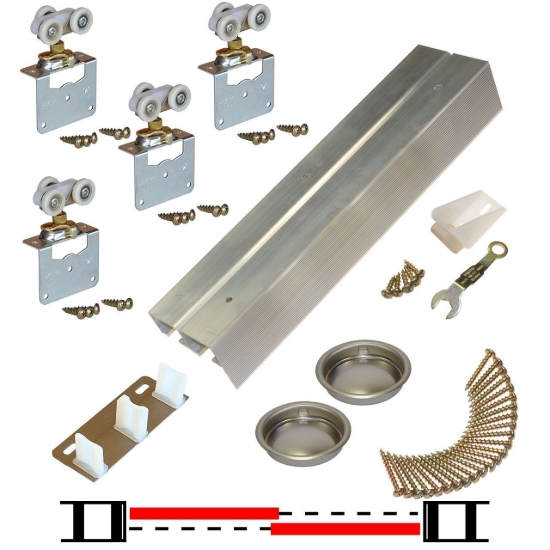 Picture of 118FS722 118F 2-Door Side Mount Hardware Set, Ball Bearing Hanger, 72" 6/0 [1829mm] Track Length